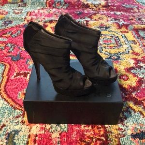 Chinese Laundry Black Mesh Rhinestone Heel